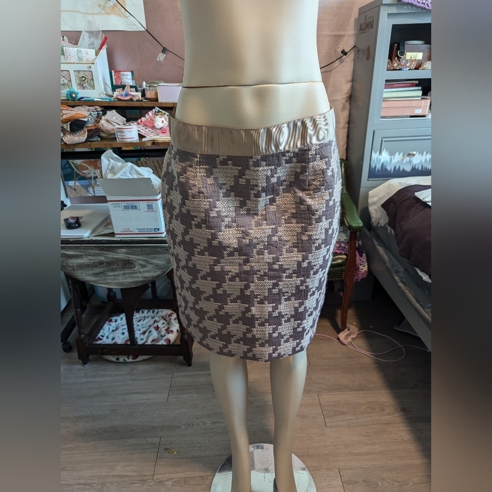 Loft purple Houndstooth pattern‎ a line skirt size 10